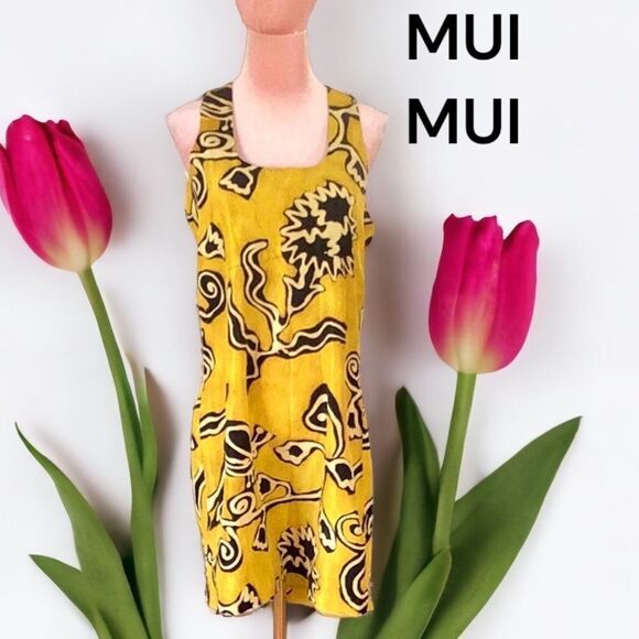 P.K. MUI MUI SILK MINI DRESS SLEEVELESS TROPICAL SIZE 4 SUMMER BEACH PARTY - Picture 1 of 6